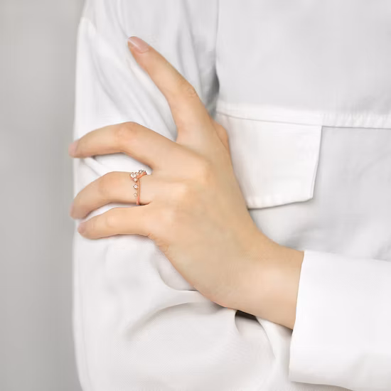 925 Silver Micro Zircon Crown V Tail Ring