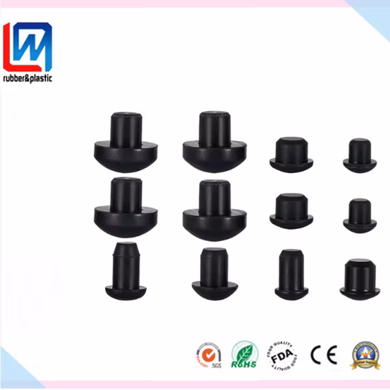 Custom Made Rubber Bumper Stopper Black Rubber Hole Plugs for Sealing